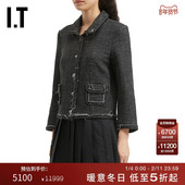 饰呢子外套4311XP 复古时髦车线装 R13女装 合身翻领毛呢夹克新款