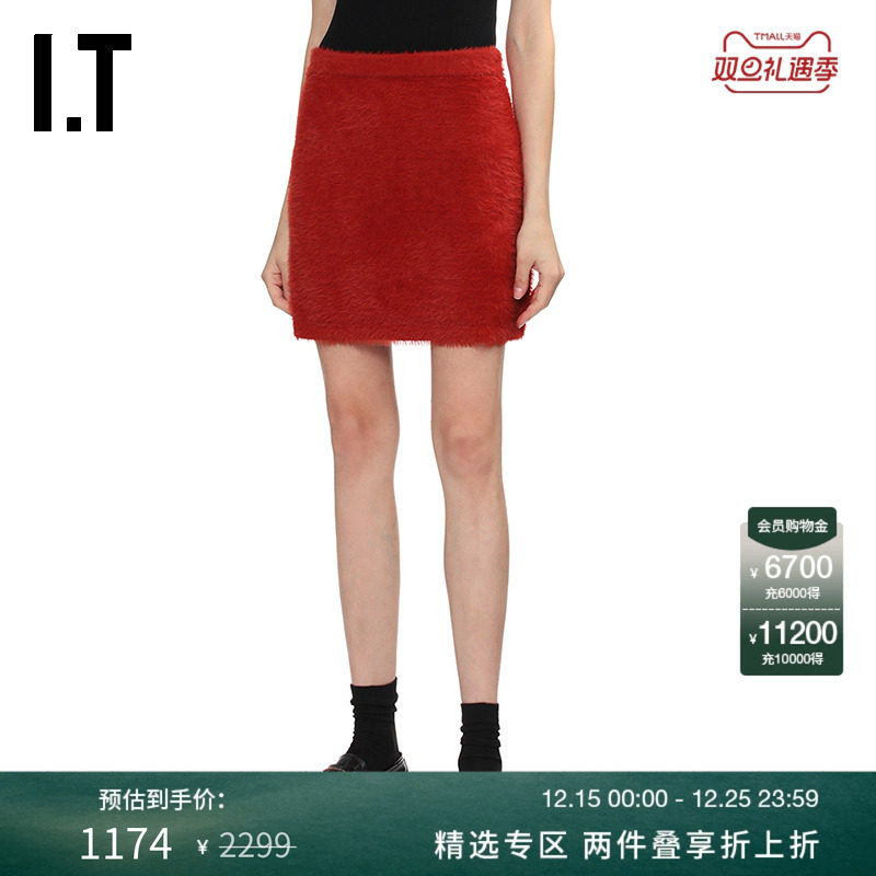 ITHELMUTLANG毛绒针织半身裙