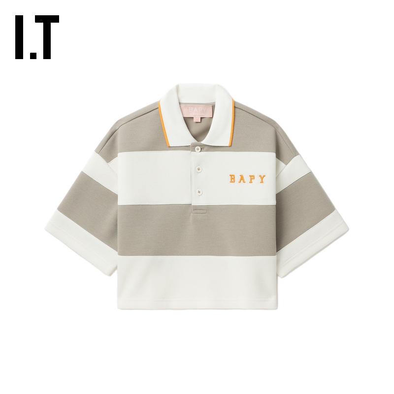 ITBAPY短款条纹polo衫活力青春