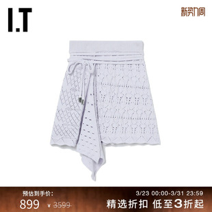 针织半身裙新品 ATTICO女装 时髦慵懒饰系带叠层短裙110XJ THE