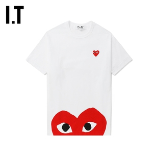 IT CDG PLAY COMME des GARCONS川久保玲情侣爱心logo装饰短袖T恤
