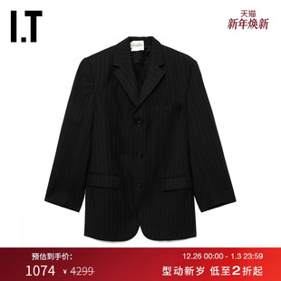 夹克新款 条纹西装 STUDIO女装 时髦干练西服外套BBS240XM HAVRE