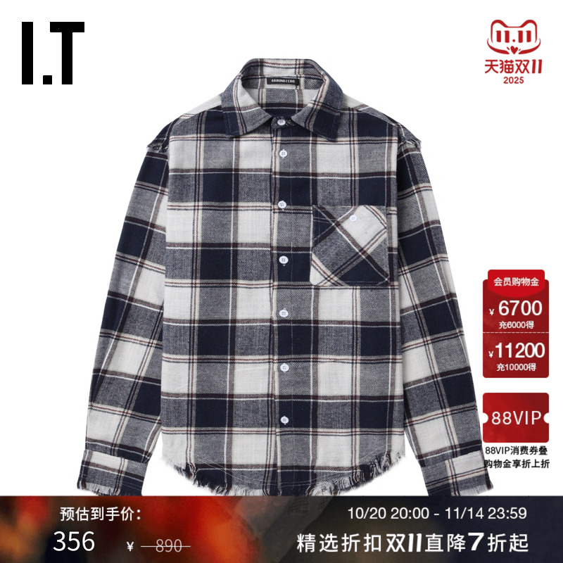 ITGROUNDZERO长袖格纹衬衫
