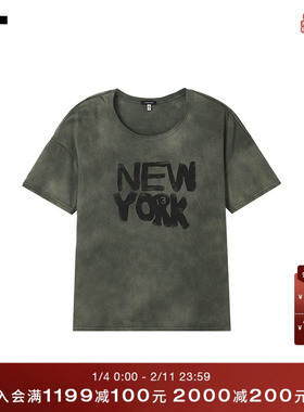 IT R13女装圆领短袖T恤新款随性街潮做旧效果休闲半袖R13WK1XQ