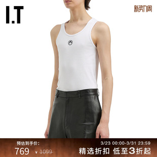 简约基础款 圆领背心新款 SERRE男装 新月刺绣内搭T081MP MARINE