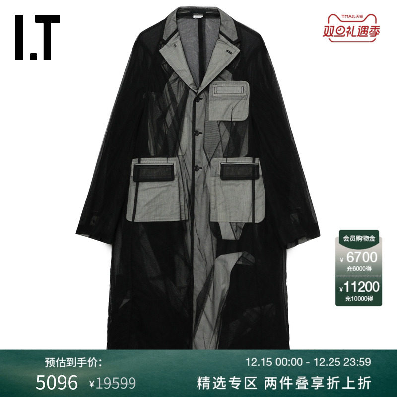 IT薄纱叠层西装大衣长外套