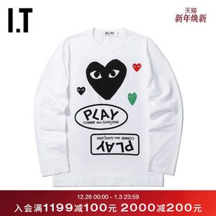 COMME PLAY des GARÇONS川久保玲男装 T恤爱心缝饰印 长袖 CDG