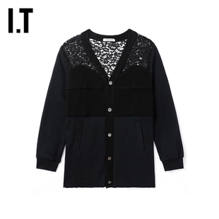 IT UNDERCOVER高桥盾女装针织开衫新款蕾丝镂空拼接外套1D1810XM