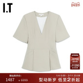 性感时髦收腰设计20DRCR 深V领廓形短裙新品 MTX MATERIEL女装