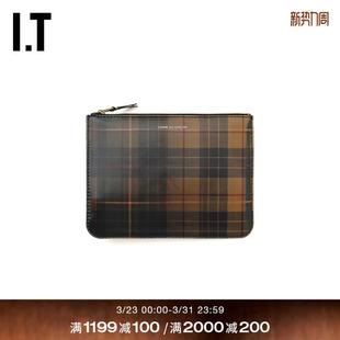 CDG Wallet女款 COMME GARÇONS 格纹拉链钱包复古手拿包 des