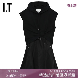 IT 3.1 Phillip Lim女装假两件连衣裙新款休闲时尚拼接连帽中长裙