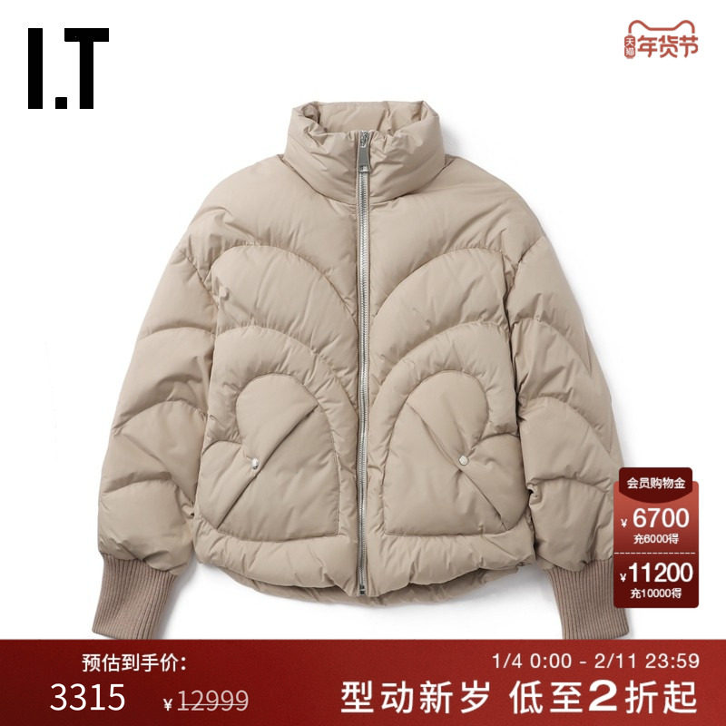 IT KHRISJOY女装立领拉链羽绒外套新款休闲时尚绗缝羽绒服4NY01XN