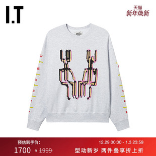 饰套头衫 潮流酷感像素图案装 宽松圆领卫衣新款 28CS03MP C.E男装