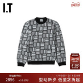 图案装 饰KN240BXI 个性 满幅条码 VTMNTS女装 宽松圆领上衣时尚