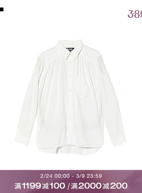 IT CDG COMME des GARCONS HOMME BLACK情侣款褶饰翻领长袖衬衫