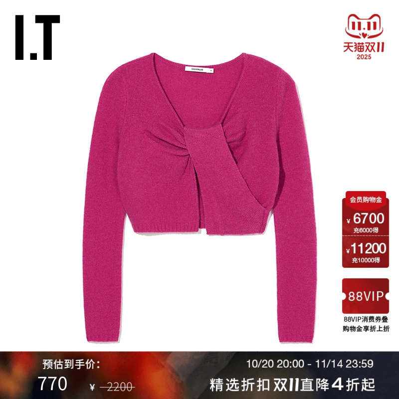 ITCALVINLUO短款扭结针织衫