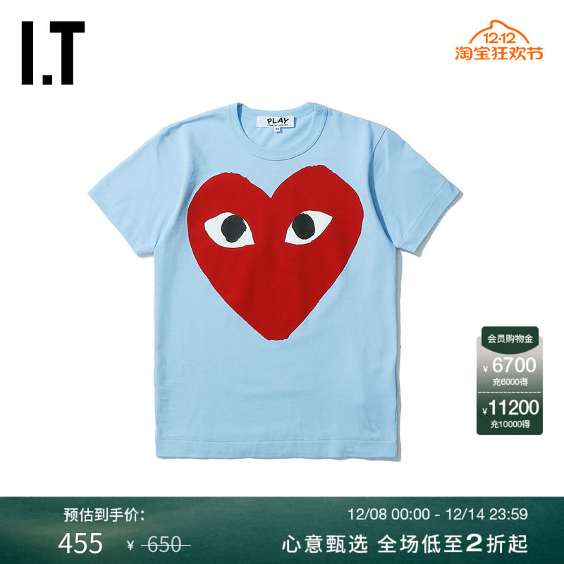 女装圆领短袖T恤潮牌爱心印花