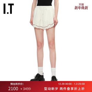 SEA女装 精致镂空刺绣抽绳系带休闲裤 纯色短裤 时尚 25020XXP 新款