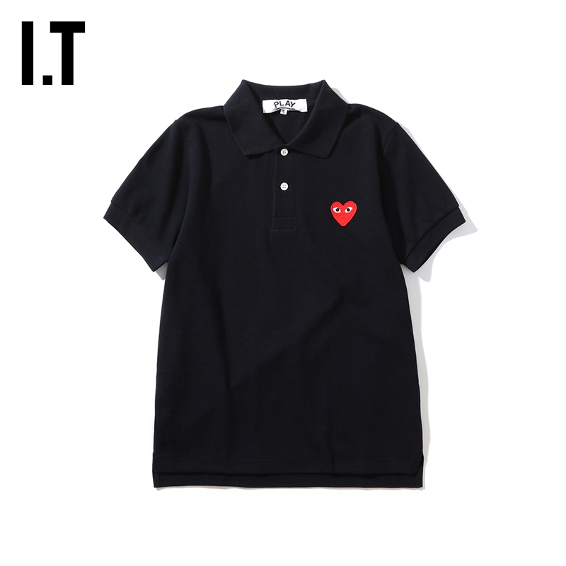 川久保玲女装polo衫休闲爱心缝饰
