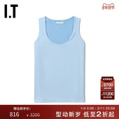 Tibi女装 圆领无袖 背心新品 清新时尚 简约纯色内搭上衣O7742