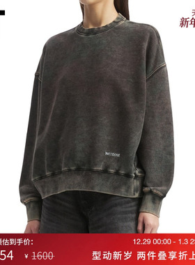 IT We11Done女装做旧磨白圆领卫衣新款潮酷街头套头上衣715WCHXP