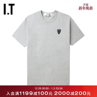 CDG GARCONS川久保玲情侣爱心logo缝饰短袖 PLAY des T恤 COMME