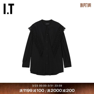 新款 三角领衬衫 Rocha女装 复古优雅蕾丝拼接衬衣5402T4 Simone