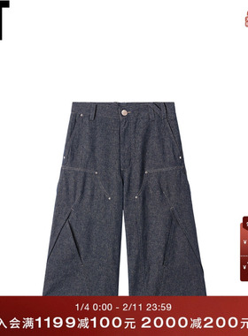 IT NULLUS男装宽松牛仔裤新款潮流帅气多口袋饰水洗长裤01ADEMMQ