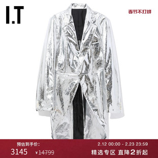 IT CDG COMME des GARCONS HOMME PLUS男装亮面材质长大衣外套