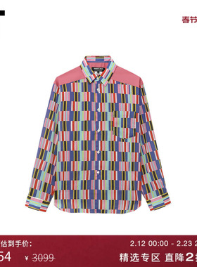 IT CDG COMME des GARCONS HOMME DEUX男拼色长袖衬衫时尚色彩感