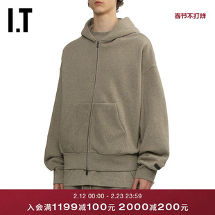 IT ESSENTIALS男装连帽拉链卫衣新款简约休闲宽松外搭92207WMQ