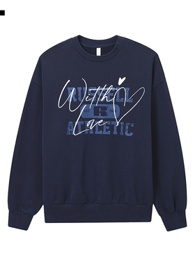 IT WITTH LOVE男装圆领卫衣新款青春美式风做旧字母装饰上衣3504X