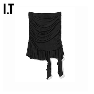 ADAMO女装 半身裙时髦挖剪不规则下摆褶饰迷你裙K0329XJ ANDREA