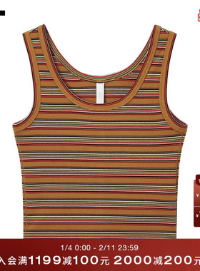 IT WITTH LOVE女装条纹吊带背心新款复古活力修身内搭打底1000XUO
