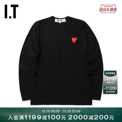 IT CDG PLAY COMME des GARÇONS川久保玲男装长袖T恤潮流爱心缝