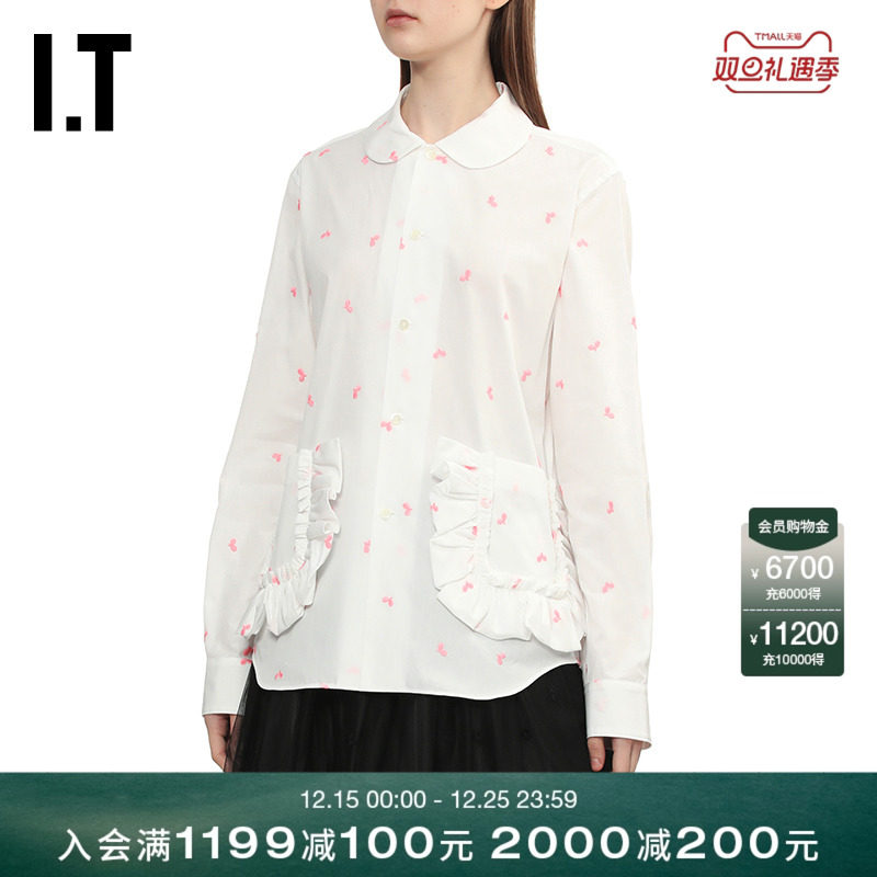 IT彼得潘领长袖衬衫时尚复古