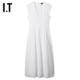 IT rag & bone女装深V领无袖连衣裙新款优雅气质刺绣镂空装饰长裙