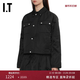 IT BAPY女装纯色翻领夹克新款时尚帅气合身棉服拉链外套JK7312AP