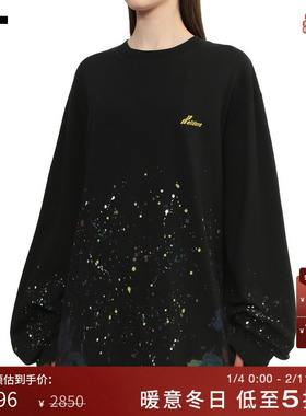 IT We11Done女装长袖T恤新款酷感潮流泼墨印花宽松上衣734UBKXP