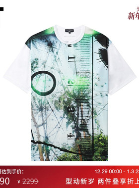 IT CDG COMME des GARCONS HOMME男装宽松短袖T恤时尚艺术感印花