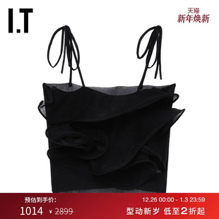 吊带衫 摩登性感立体褶饰修身 透视吊带背心新款 日本ENFÖLD女装