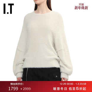 新款 宽松毛绒针织衫 LANG女装 随性质感圆领毛衣HW7147XP HELMUT