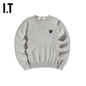 CDG GARÇONS川久保玲女装 PLAY COMME des V领针织衫 爱心缝饰