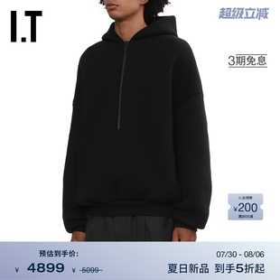 GOD男裝 半拉鏈連帽衛(wèi)衣新款 FEAR 簡約休閑純色寬松連帽衫