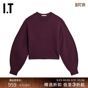 羊毛衫 LANG女装 新品 时尚 纯色圆领毛衣9HW705 简约灯笼袖 HELMUT