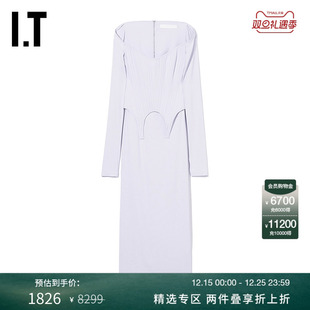 抹胸连衣裙时尚 LEE女装 性感假两件合身直筒中长裙859P22X DION