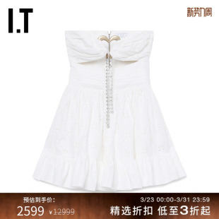 抹胸连衣裙新款 Nyc女装 性感辣妹风镂空刺绣露肩短裙055FA Area