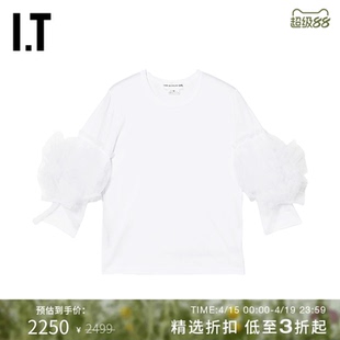 IT CDG COMME des GARCONS GIRL女装网纱叠层七分袖上衣时尚气质