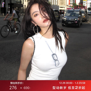 圆领背心新款 修身 甜酷街头项链印花上衣103000 GROUNDZERO女装