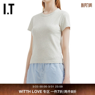 WITTH 简约时尚 LOVE女装 T恤新款 合身纯色内搭1021XUO 多色短袖